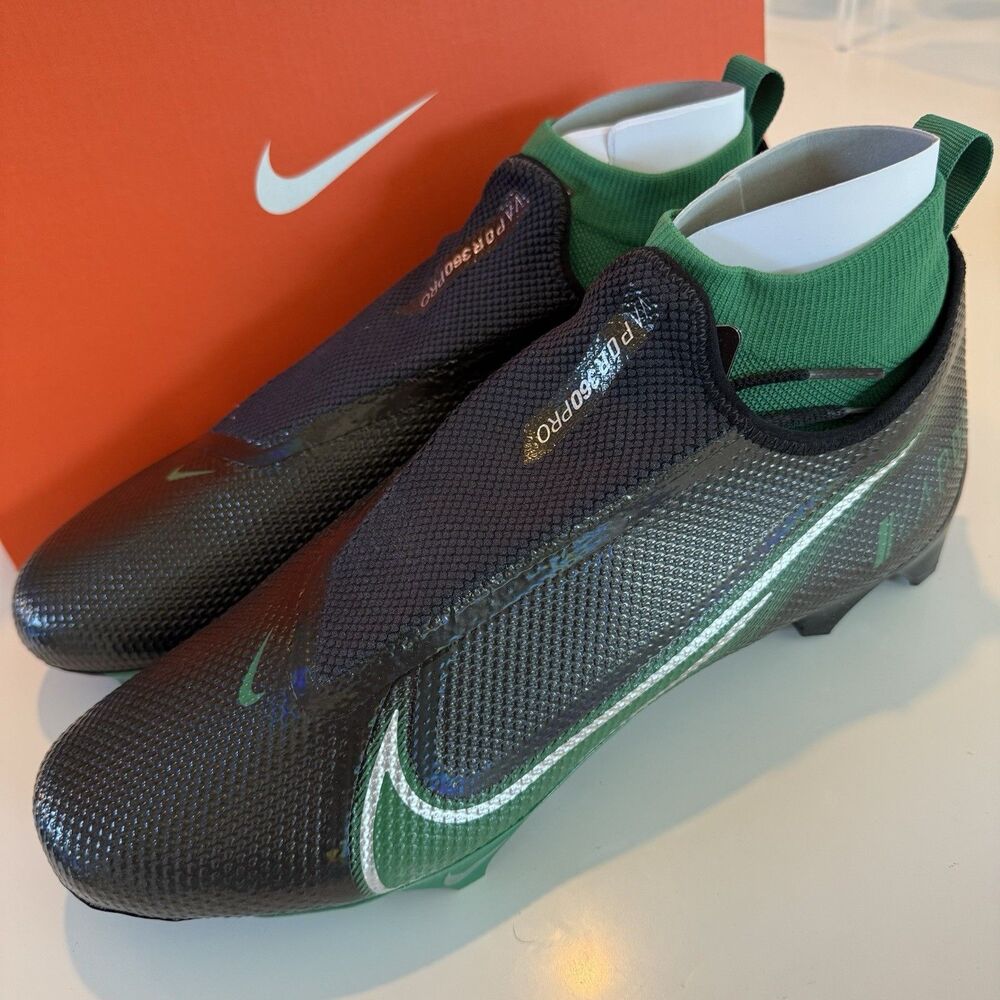 Nike Vapor Edge Pro 360 Black Green Football Cleats AO8277-006 Sz 13 New W box